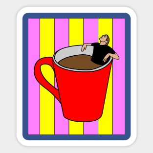 Coffee Cup Bathing Drinking Crazy Sticker